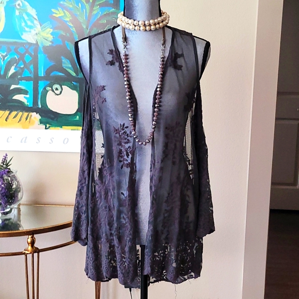 Floral Print Long Vest